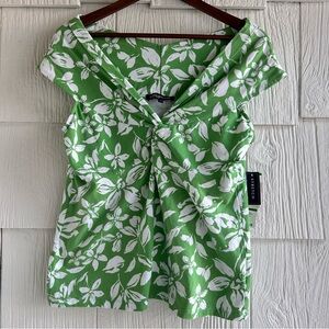 Jones New York Green Floral Blouse